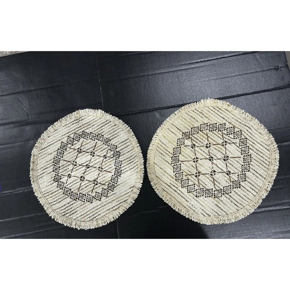 Vintage Woven Tapestry Placemats Set 2 Round 13
